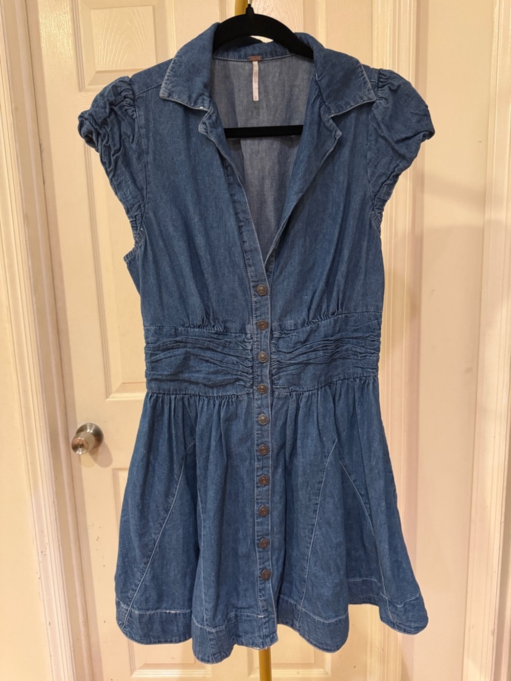 Free People Light Blue Denim dress Branded Tag rave bella sexy prairie western
